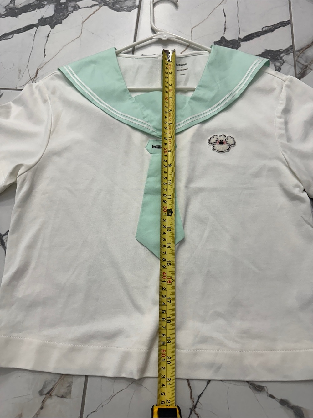 Girl Sailor Top and Plaid Pleated Skort Set in Mint and White - Picture 7 of 10
